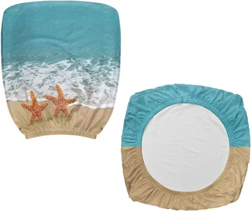 Vista 4 de Talayituse - Funda para silla de oficina o computadora con estampado de estrellas de playa, funda de asiento dividida elástica, extraíble y lavable