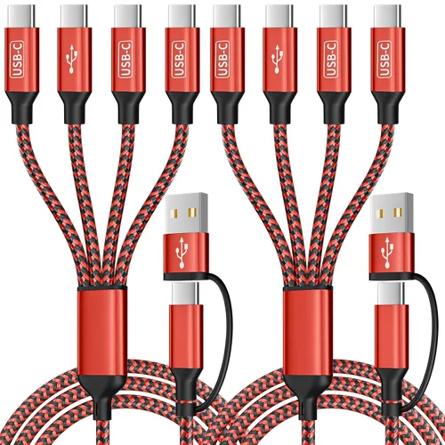 Vista 17 de Cable USB C a Lightning, cable de carga 4 en 1 de 240 W, 5 pies, cable de carga múltiple USB A/C a C/Lightning con luz para iPhone 16/15/14/13