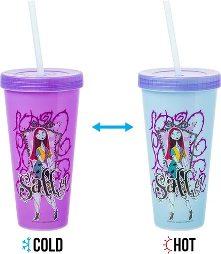Vista 7 de Silver Buffalo Disney Nightmare Before Christmas Character Grid - Paquete de 4 vasos de plástico que cambian de color, 24 onzas
