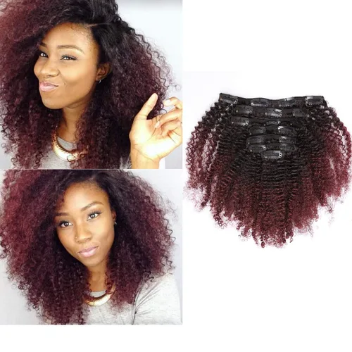 Vista 8 de Anrosa Kinkys - Extensiones de cabello humano rizado con clip, 3C 4A, extensiones de cabello natural afro rizado con clip, extensiones de cabello