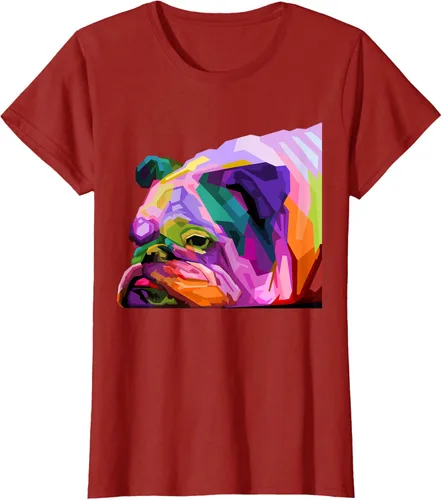 Vista 51 de Camiseta de retrato pop artístico de bulldog británico inglés para dueños de perros, Negro, S