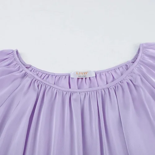 Vista 5 de LJYH Camisón largo sedoso de manga corta para mujer