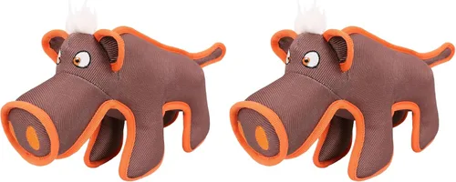 Vista 4 de Pet Life ® Animal Dura-Chew Reforzar Cosido Durable Resistente al Agua Peluche Masticar Tugging Perro Juguete Marrón