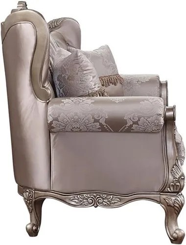Vista 4 de Acme Jayceon - Sofá biplaza de tela copetudo con 2 almohadas en color beige champán
