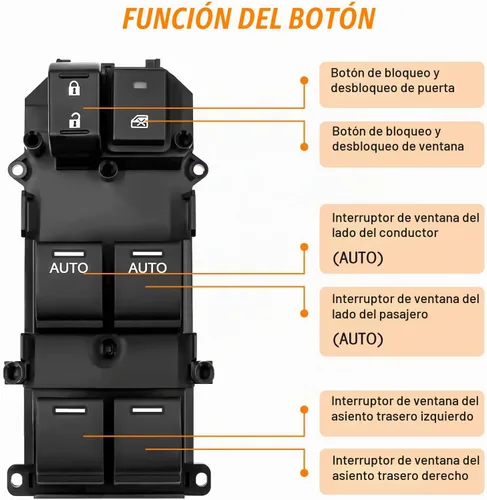 Vista 5 de Interruptor maestro para ventana eléctrica compatible con Honda Accord 2008-2012, botón automático doble, reemplaza # 35750-TA0-A31, 35750-TA0-A32