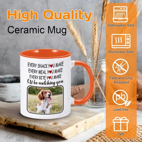 Vista 3 de Taza de café personalizada con nombre de foto de mascota, 11 onzas, regalos personalizados de cumpleaños de Navidad para amantes de los perros, taza