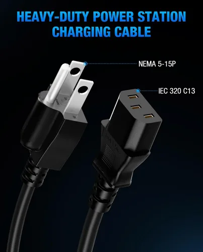 Vista 3 de Cable de carga de estación de energía resistente, cable de carga rápida para Jackery Explorer 2000/1500/1000 Pro, Ecoflow Delta/River Series