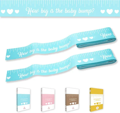 Vista 7 de Party Hearty Juegos Divertidos de Baby Shower para Niño, Juego de 2: ¿Qué Tan Grande Está la Pancita? y No Digas Bebé, Azul Juego de 2