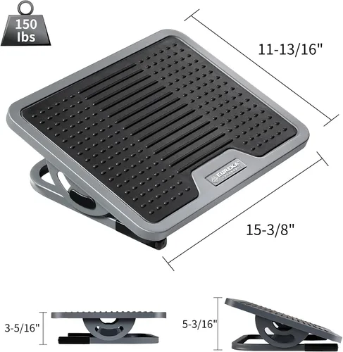 Vista 9 de EUREKA ERGONOMIC Reposapiés ajustable con inclinación, reposapiés para debajo del escritorio en el trabajo con superficie de masaje, reposapiés