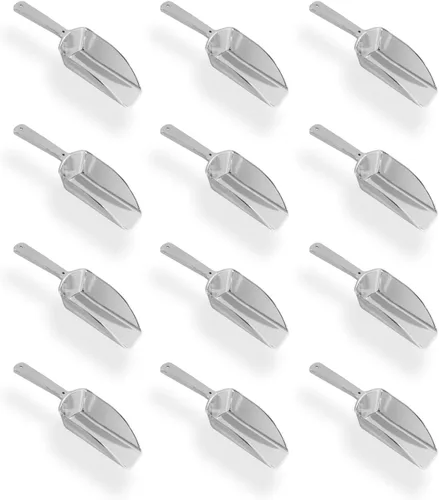 Vista 9 de Cucharas mini de plástico acrílico para cocina de 5.5 in, Para bodas, bufé de dulces, helados, proteína en polvo, Café, té (12 unidades)