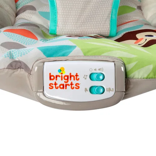 Vista 7 de Bright Starts Baby Bouncer Soothing Vibrations - Asiento para bebé, música, barra de juguete extraíble, 0-6 meses hasta 20 libras (Happy Safari)