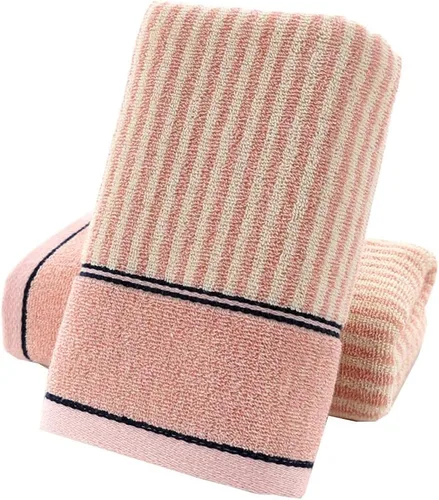 Vista 11 de Pidada Juego de 2 toallas de mano 100% algodón con patrón de rayas absorbentes suaves toallas decorativas para baño (marrón)