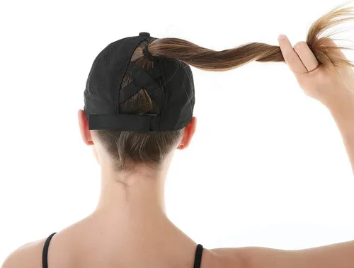 Vista 2 de Gorra de béisbol de cola de caballo para mujer, gorra de béisbol de malla de secado rápido con agujero de cola de caballo