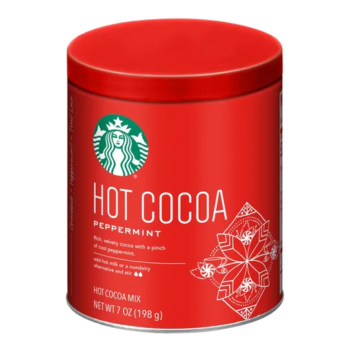 Vista 4 de Starbucks Mezcla de cacao caliente para un rico sabor a chocolate y bebidas acogedoras, cacao caliente de menta con sabor fresco a menta, lata de 7