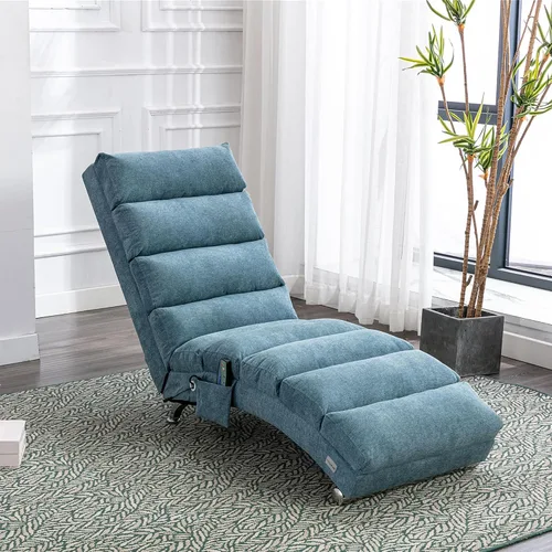 Vista 17 de Sillón de masaje, sofá reclinable eléctrico de lino con control remoto, silla tapizada con función de masaje y calor lumbar para oficina o sala