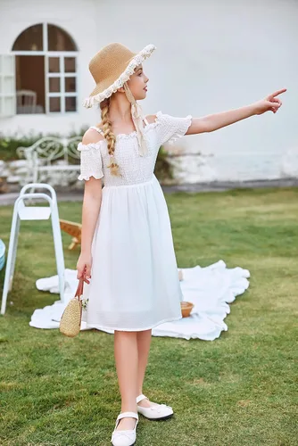 Vista 2 de Arshiner Vestido casual de verano sin mangas para niñas de 4 a 13 años