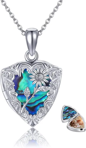 Vista 10 de ONEFINITY Collar con medallón de árbol de la vida, collar de plata de ley que sostiene fotos, colgante de medallón del árbol de la vida