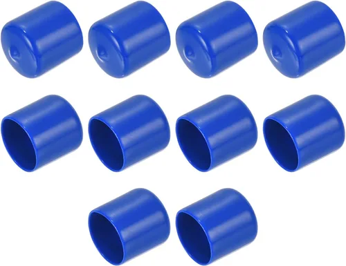 Vista 102 de uxcell 10 tapas de goma para extremos de 0.591 in de identificación, tapa de extremo redondo, protectores de rosca de tornillo, color negro