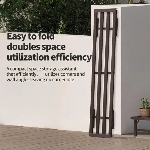 Vista 5 de Soporte de metal para plantas, soporte de aluminio inoxidable para macetas para uso en interiores y exteriores, altura ajustable, espacioso