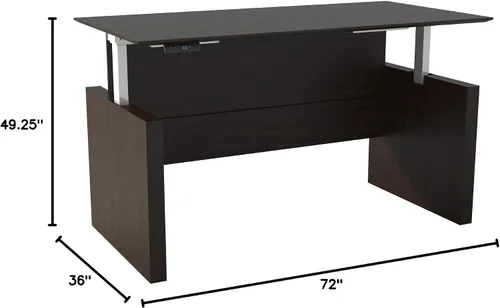 Vista 2 de Medina Escritorio recto de altura ajustable de 72 pulgadas, moca Laminado Mocha