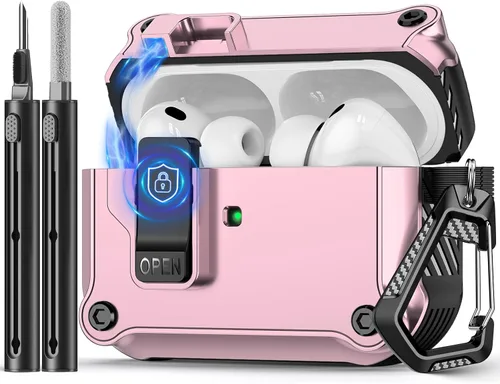 Vista 34 de Pohgelan Compatible con AirPods Pro 2ª/1ª generación, estuche con cierre magnético automático y kit de limpieza, compatible con funda Magsafe - Negro