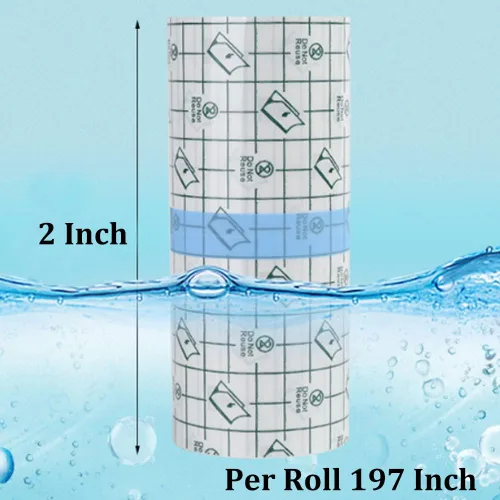 Vista 2 de OBTANIM Cinta adhesiva transparente impermeable para vendaje de piel para cuidado posterior de tatuajes (2 x 197 pulgadas)