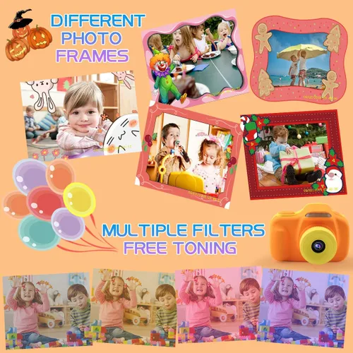 Vista 4 de JOYTRIP Cámara para niños, cámaras digitales selfie, regalos para niños y niñas de 3, 4, 5, 6, 7, 8, 9 años, cámara de video HD de 12MP 1080P