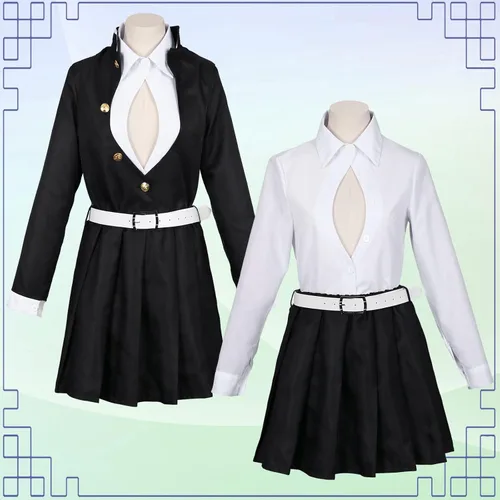 Vista 3 de Demon Slayer Tanjiro Nezuko Cosplay para niños, Shinobu Zenitsu Giyuu Tomioka Kimono Cosplay Disfraz con aretes para mujer
