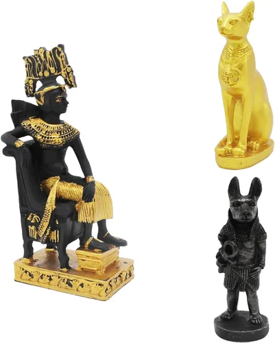 Vista 10 de Faraón del Antiguo Egipto para acuario, decoración de pecera, decoración (juego de 3) Esfinge, momia, sacerdote, cráneo, escultura, reptil, tortuga
