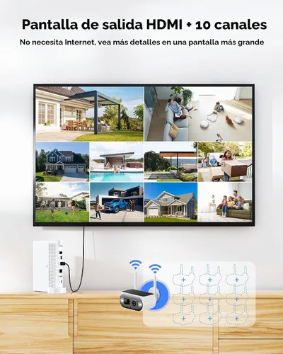 Vista 4 de Cámaras de seguridad solares inalámbricas para exteriores, sistema de 4 4 kits de cámara