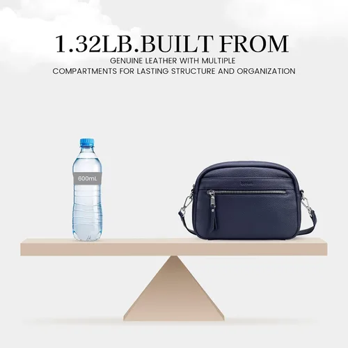Vista 4 de befen Bolsos cruzados de cuero genuino para mujeres, carteras con billetera RFID incorporada para mujeres, bolso de hombro para cámara, carteras