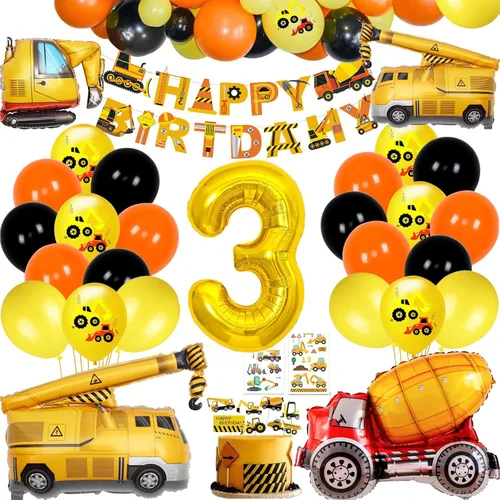 Vista 7 de Suministros de Cumpleaños de Construcción para Niños de 2 Años - Kit de Guirnalda de Globos para Decoraciones de Fiesta de Cuarentena