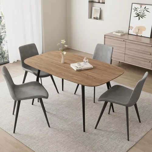 Vista 46 de HIPIHOM Mesa de comedor moderna de granja de 47.2 pulgadas, mesa de comedor rectangular de madera con patas de metal para 4 personas para comedor