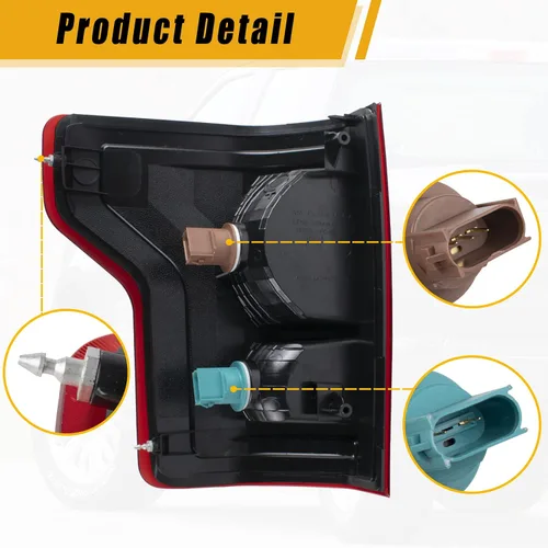 Vista 3 de Boine Luz Trasera Compatible con Ford F150 F-150 de 2015 2016 2017 para Conductor y Pasajero, Lámpara de Freno Lateral Posterior - Bombilla Incluida