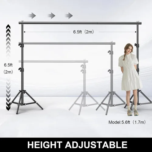 Vista 3 de BEIYANG Soporte de fondo ajustable de 6.5 x 6.5 pies, kit de soporte de fondo para fotos con bolsa de transporte para fiestas, decoración, bodas