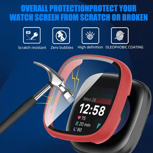 Vista 4 de Paquete de 6 fundas protectoras de pantalla para Fitbit Sense 2 / Versa 4 [cobertura completa], parachoques de policarbonato duro, accesorios