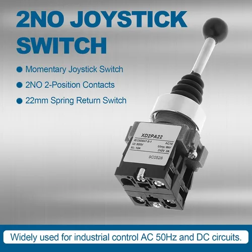 Vista 5 de 2NO Joystick Switch AC 380V DC 220V Momentary Spring Retorno para Control Industrial y Operaciones de Máquina