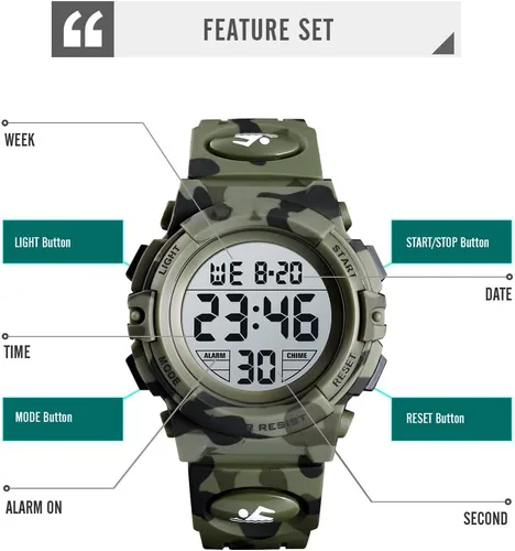 Vista 3 de Dayllon Kids Digital Watch Outdoor Sports 50M Waterproof Electronic Watches Alarm Clock 1224 H Stopwatch Calendar Boy Girl Wristwatch