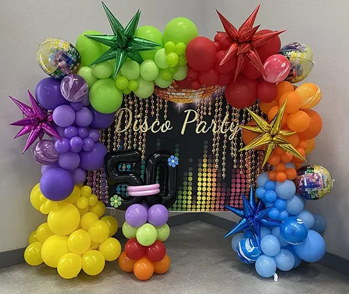 Vista 3 de 72 unidades de globos de estrella, grandes globos de cono de estrella metálicos de 26 pulgadas, globos de papel de aluminio de explosión colorida