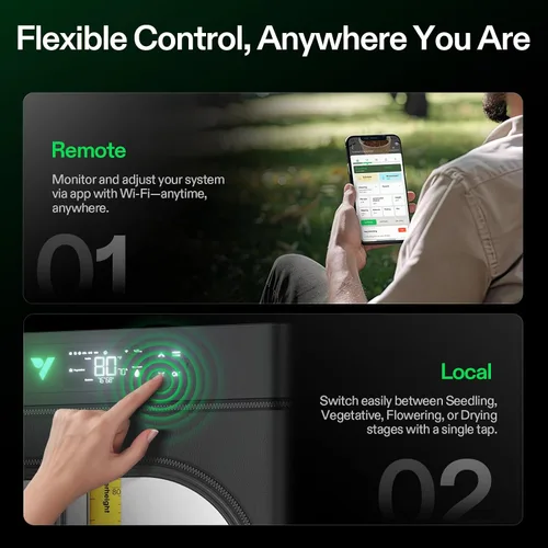 Vista 6 de VGrow - Caja de cultivo inteligente todo en uno, sistema profesional con luz de cultivo Samsung LM301H EVO, sistema avanzado de circulación