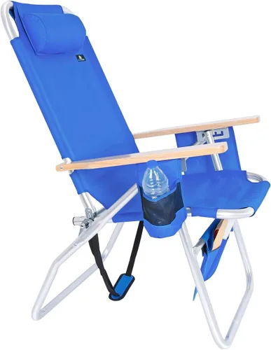 Vista 5 de Silla de playa grande y resistente para adultos grandes y altos, capacidad de 300 libras, tubo de aluminio, 4 posiciones reclinables