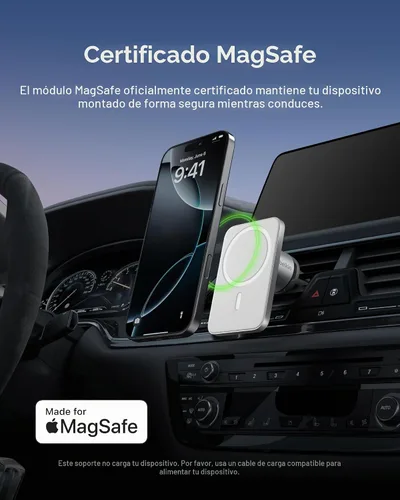 Vista 2 de Belkin MagSafe Vent Mount Pro - Soporte de teléfono compatible con MagSafe para automóvil - Soporte magnético inalámbrico para teléfono para iPhone