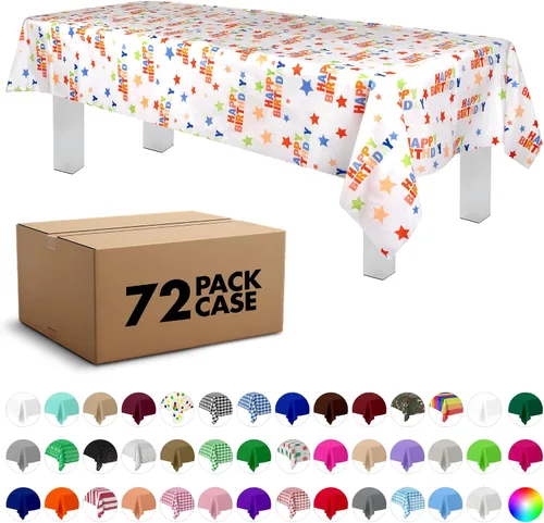 Vista 57 de Grandipity Mantel de plástico desechable de calidad prémium para fiestas con temática de globos de cumpleaños, 1 paquete, 54 x 108 pulgadas, mantel