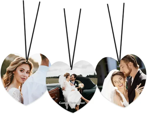 Vista 10 de Ambientador de aire personalizado con foto para automóvil, ambientador de doble cara personalizado para automóvil, ambientador de olor con texto