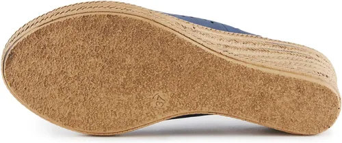 Vista 5 de Alexis Leroy tacón de cuña recortado Vamp Peep Toe Slingback sandalias de mujer