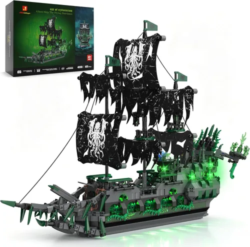 Vista 8 de JMBricklayer Set de Construcción de Barco Pirata para Adultos - Modelo de Barco Fantasma el Holandés Errante, 5865 Piezas Barco modelo grande