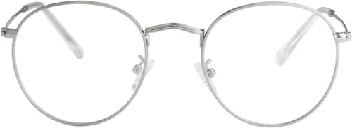 Vista 8 de Kursan Gafas clásicas redondas de metal transparente para mujeres y hombres, lentes sin receta