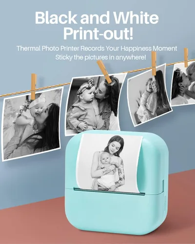 Vista 6 de Phomemo Mini impresora de bolsillo con 3 rollos de papel M02X impresora sin tinta Blutooth térmica portátil para estudio, álbum de recortes, fotos