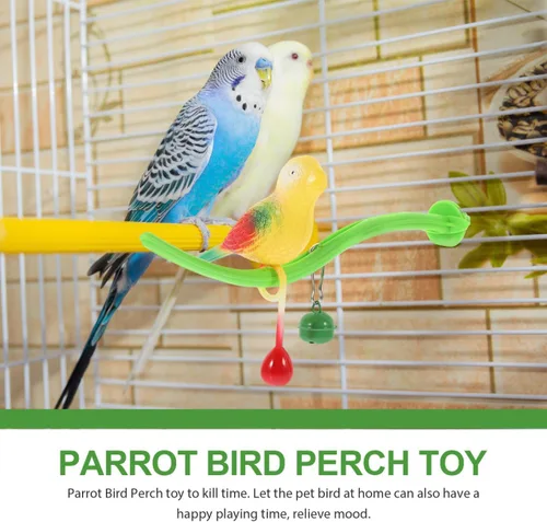 Vista 7 de POPETPOP Swing Bird Model Bird Perch Toy Plastic Cage Stand Simulation Fake Cage Toy Periquitos Perca Divertidas Burlas para cacatúas Cacatúas