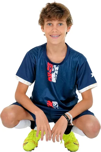 Vista 3 de PAIRFORMANCE Uniformes de fútbol para niños, camiseta deportiva de equipo y pantalones cortos para niños, ropa deportiva, unisex, de 4 a 14 años